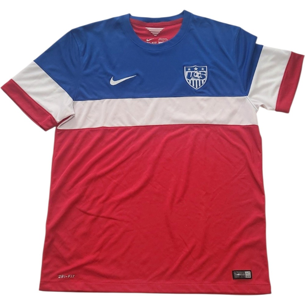 Nike US Soccer Federation Dri-FIT Jersey Red White Blue 2014 Large USMNT